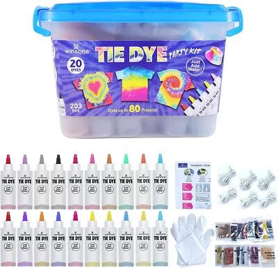 Kit de fiesta de tinte de corbata de 20 colores WINSONS - divertido conjunto de tinte de tela hágalo usted mismo para arte creativo