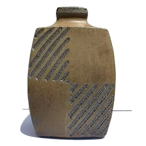 Huge Rock Hard Pottery Salt Glaze Stoneware Mid Century Modern Vase 10” Signed - Picture 1 of 12