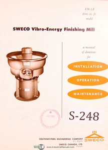Sweco FM-3A. Finishing Mill Installation Operations Maintenance Manual 1965 - Picture 1 of 2