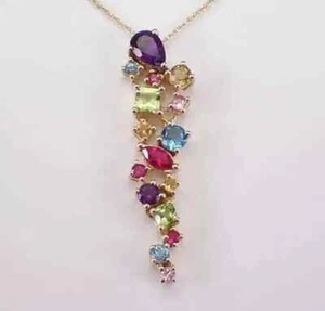 2.0Ct Lab Created Multigemstone Women's 18" Chain Pendant 14K Yellow Gold Plated - Picture 1 of 3