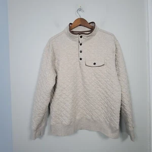 Faherty Mens L 1/4 Snap Epic Quilted Fleece Pullover Beige Oatmeal - Picture 1 of 11