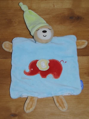 Doudou Plat Marionnette Ours KALOO Bleu Eléphant Rouge  Bon Etat - Image 1 of 2