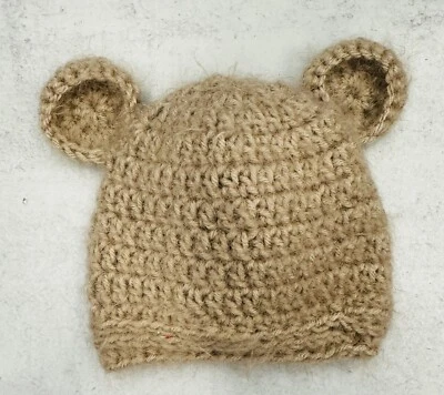 Hecho a mano ganchillo suave difuso oso de peluche sombrero baby shower regalo Foto 1 de 2