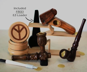 Top 3 Set! (3 pipes) Premium Wood Hand Carved Smoking Pipes & Wood Grinder CAGB - Picture 1 of 22