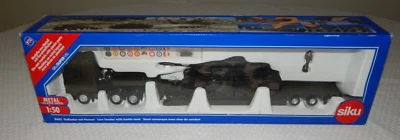 Low Loader Semi Tractor Trailer with Battle Tank ~ 1:50 Super SIKU ~ New - Image 1 of 4