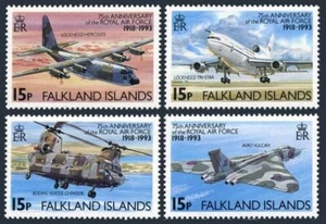 Falkland 573-576, 577, MNH. Mi 580-583, Bl.11. Royal Air Force 75th Ann. 1993. - Picture 1 of 2