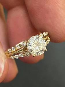 1.5 ct Moissanite Diamond Engagement Ring W/round Center Stone For Women - Picture 1 of 5