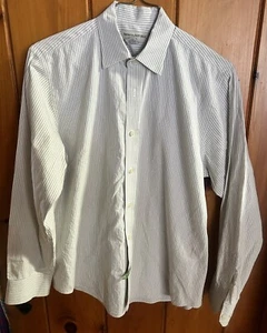 Vintage Banana Republic Mens M Gray Striped 100% Cotton Long Sleeve Button Front - Picture 1 of 8