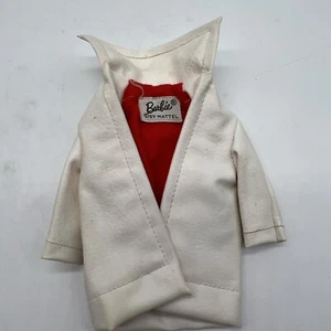 Vintage Barbie Doll #975 Winter Holiday White Leather Coat Original 1960s Mattel - Picture 1 of 5