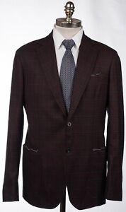 $1,995 NWT KITON Kired Burgundy Tonal Plaid Wool Sport Coat 40 R (EU 50) Drop 8