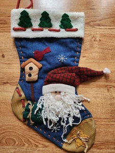 American Greetings Christmas Stocking Holiday Santa Tree's Bird House Stitch VTG - Picture 1 of 4