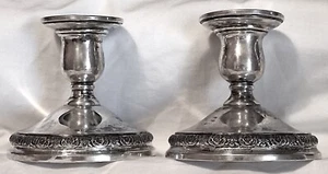 Pair PRELUDE 124 15 International Sterling Silver Weighted Candle Holders 663 Gr - Picture 1 of 4
