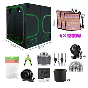 Growbox Komplettset 200x200 Growtent Zuchtzelt 1200W LED Volles Spektrum - Bild 1 von 24