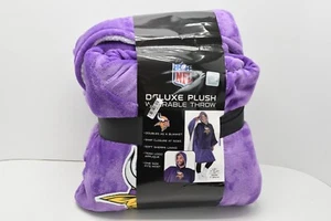 NFL Minnesota Vikings Team Color With Faux Shearling Inside Throw Blanket - New - Picture 1 of 5