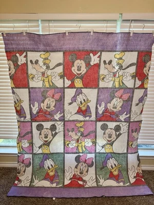 Винтажное одеяло Disney Mickey Mouse Minnie Donald Goofy 76 x 86 цветной блок - Изображение 1 из 4