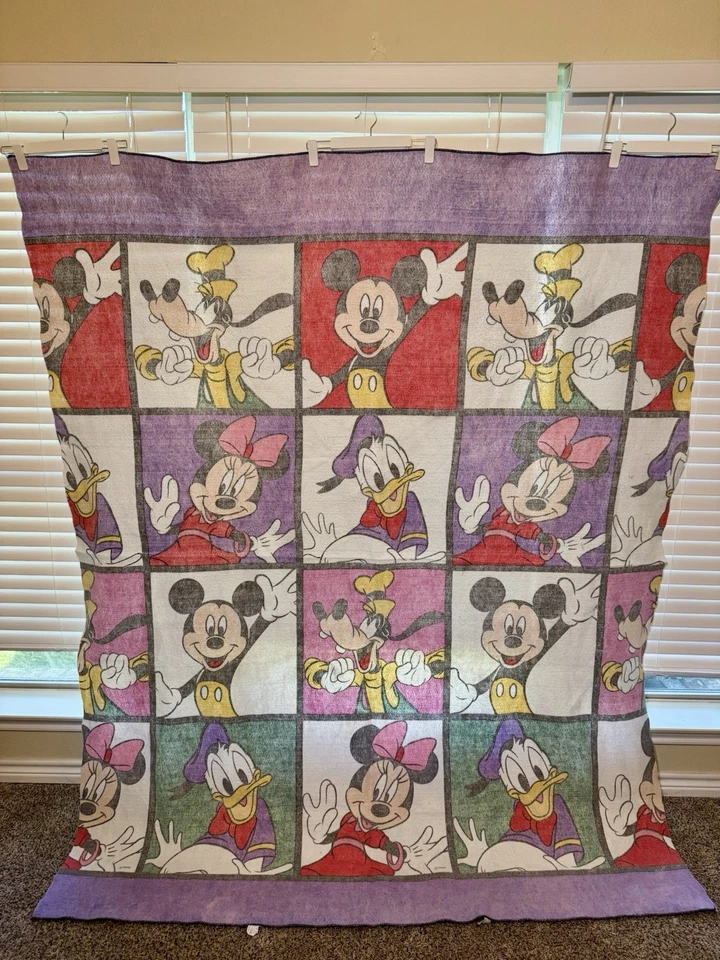 Винтажное одеяло Disney Mickey Mouse Minnie Donald Goofy 76 x 86 цветной блок - Изображение 1 из 4