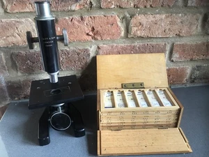 Vintage Swift & Son London Microscope 10x & Box Of 60 Glass Slides 1960s Vgc - Picture 1 of 21