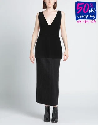 RRP€256 SPACE SIMONA CORSELLINI Peplum Top IT46 US10 XL Black Sleeveless V-Neck - Image 1 of 4