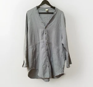 Camisa túnica top de gasa azul claro impecable talla grande dobladillo deshilachado XL - Imagen 1 de 10