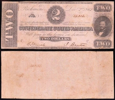 ¡Billete CSA confederado T-54 1862! ¡ENVÍO GRATUITO! 32302 Foto 1 de 3