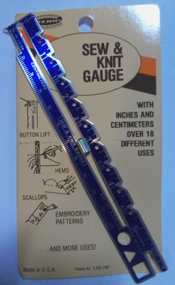 PENN NEW OLD STOCK UNUSED VINTAGE METAL SEW & KNIT GAUGE 5" MEASURING RULE - Image 1 of 3