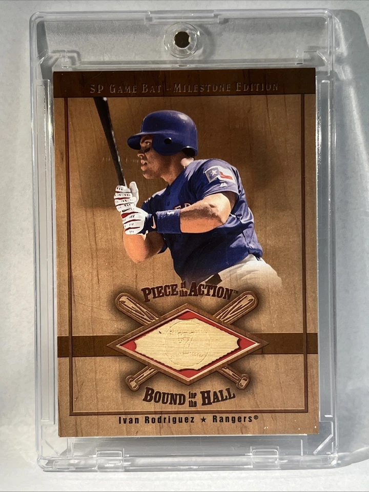 2001 Sp Game Bat Milestone Edition - Piece of the Action Ivan Rodriguez Relic - Image 1 of 2