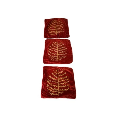 Pottery Barn Pillow Cover Set Of 2 Velvet Red Tree Design 18" X 18" Square 2007  - Image 1 of 4