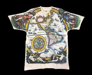 Camiseta De Colección 1992 Liquid Old World Atlas Mapa AOP Puntada Única Talla XL - Imagen 1 de 17
