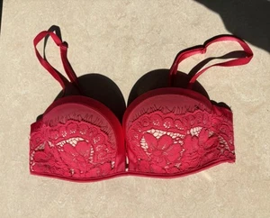 Victoria’s Secret Bombshell Push-up BH Trägerlos Rot Mit Spitze 32B 70B - Bild 1 von 5