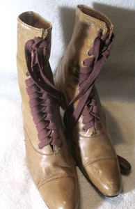 Victorian Ladies Brown Leather Lace-Up Boots Buckeye Shoes Columbus Ohio - Picture 1 of 9
