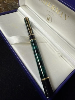 Vintage Waterman Laureat Green Marbled GT Fountain Pen Fine Steel Nib - Image 1 of 4