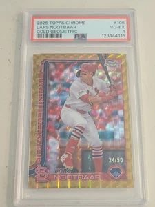 Lars Nootbaar 2025 Topps Chrome Baseball Gold Wave Refractor /50 #108 PSA 4 - Picture 1 of 2