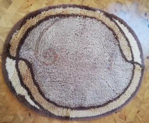 Vintage Badematte oval 80x100 Wohnbad Teppich Design Collection braun taupe crem - Bild 1 von 5