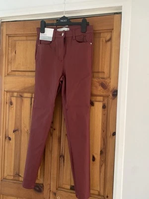 Next Skinny High Rise Red Faux Leather  Trousers Size 10 - Image 1 of 4
