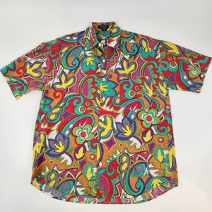 Vintage Structure Hawaiian Colorblock Shirt Mens Medium Multicolor Y2K 90s - Picture 1 of 6