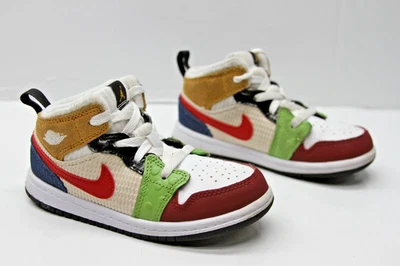 Nike Air Jordan 1 Mid SE bagunçado quarto branco vermelho TD criança tamanho 10C DR6959-100 - Imagem 1 de 4
