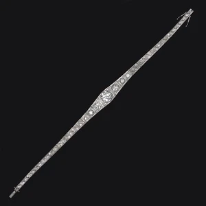 4.92ct VINTAGE DIAMOND BRACELET CERTIFIED F-G SI1 OLD EUROPEAN CUT GRADUATED 5ct - Picture 1 of 4