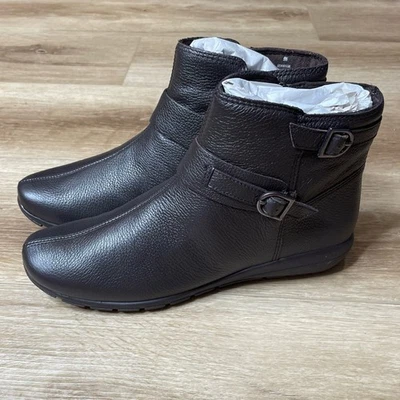 Botas casuais femininas Easy Spirit marrom escuro com zíper lateral fivela dupla Aurélia tamanho 9N - Imagem 1 de 4