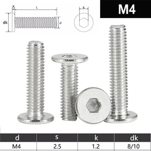 M4 Ultradünne Wafer Flachkopf Low Profile Schrauben Schraube Innensechskant Edelstahl - Bild 1 von 7