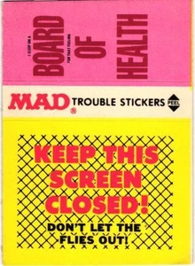 1983 Fleer Mad Trouble Sticker - Keep This Screen Closed - Picture 1 of 2
