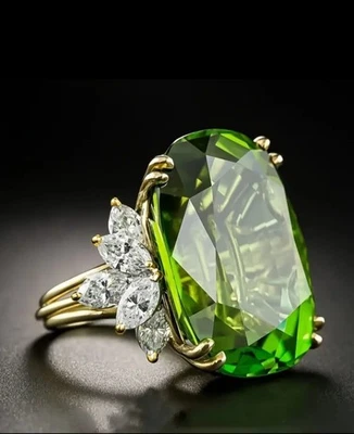 Anillo de cóctel boho de colección piedra de nacimiento de mayo circonita cúbica chapado en oro 18k cobre talla 8 Foto 1 de 4