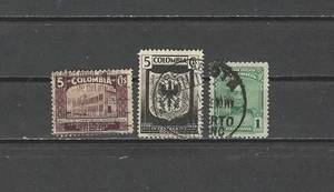 COLOMBIA , 1937/40 , MIXED LOT OF 3 STAMPS , PERF , USED - Picture 1 of 1