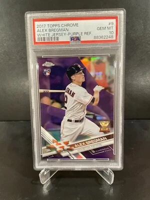 2017 Topps Chrome Purple Refractor 9 Alex Bregman RC **PSA 10 GEM MINT POP 32** - Image 1 of 3