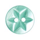 13mm Turquoise Star Round Polyester Buttons, 13mm 2 hole buttons x 21, 2b1180