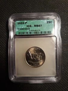 2002 P Tennessee State Quarter ICG MS67 - Picture 1 of 2
