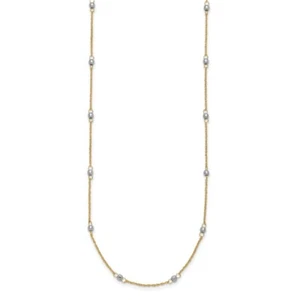 Collar de cuentas de espejo de ropa de oro de dos tonos de 14k de 18" con 2 pulgadas de extensión para mujer 1,56 gramos - Imagen 1 de 5