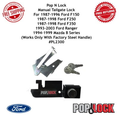 Bloqueio de tampa de caçamba Pop N Lock Manuel para 1987-96 F-150 / F-250 / F-350 e 93-03 Ranger - Imagem 1 de 4