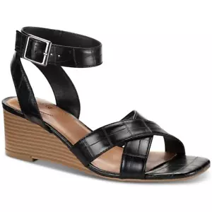 Style & Co. Womens Leezaap Black Wedge Sandals Shoes 11 Medium (B,M) BHFO 5636 - Picture 1 of 3