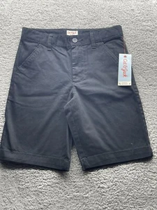 Cat & Jack Boy s Size 10 Flat Front Uniform Chino Shorts Black Adjustable Waist - Picture 1 of 9