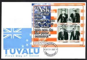 JOHN F. KENNEDY 2007 TUVALU m\s FDC - Picture 1 of 1